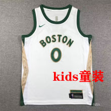 2023/24 Celtics TATUM #0 White Kids City Edition NBA Jerseys 刺绣