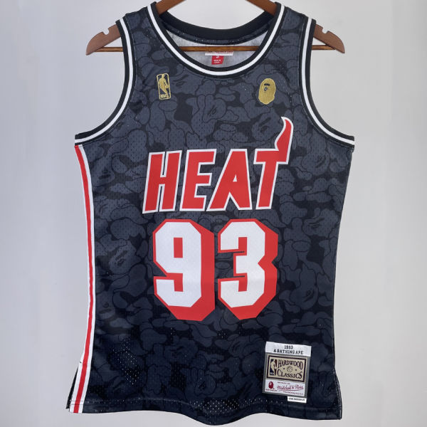 1993 Miami Heat BAPE×M&N #93 Black NBA Jerseys