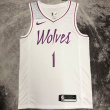 Timberwolves EDWAROS #1 White Pink NBA Jerseys