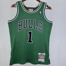 2008/09 Bulls ROSE #1 Green Retro NBA Jerseys 热压