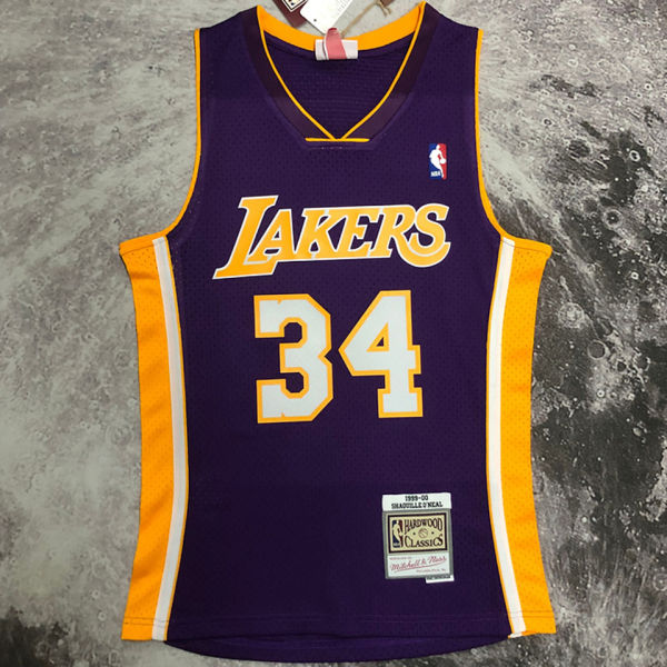 1999/00 Lakers ONEAL #8 purple Retro NBA Jerseys热压