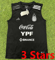 2023 Argentina Black 3 Stars Vest Jersey 3星 背后有广告