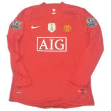 2007-08 M Utd Home Red Long Sleeve Retro Jersey League Version联赛版