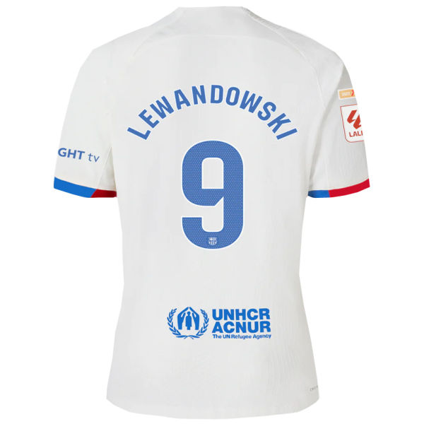 LEWANDOWSKI #9 BA 1:1 Quality Away Fans Jersey 2023/24 (Have UNHCR ACNUR 有背号下广告) ★★