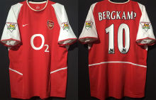 BERGKAMP #10 ARS Home Retro Jersey 2002/04 (Have Patch 带 2001-2002 金双臂章 FA Premier League Font 英超字体 ) ★★