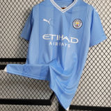 2023/24 Man City 1:1 Quality Home Blue Fans Soccer Jersey