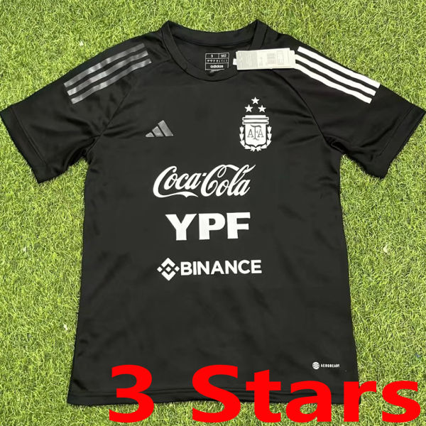 2023 Argentina Black 3 Start Training Jersey 3星 背后有广告