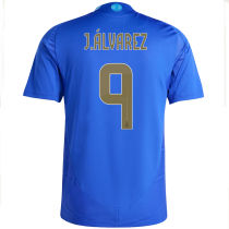 J. Á LVAREZ # 9 Argentina Away Blue Fans Soccer Jersey 2024/25