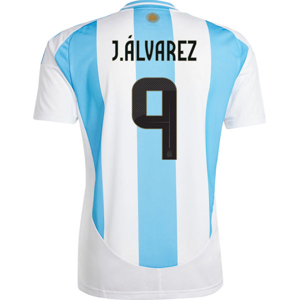 J. Á LVAREZ # 9 Argentina Home Fans Soccer Jersey 2024/25 ★★