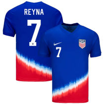 REYNA #7 #7 U.S Away Blue Red Fans Soccer Jersey 2024/25