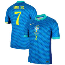 VINI JR． #7 Brazil Away Blue Fans Jersey 2024/25