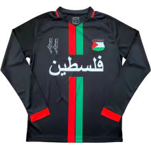 2024 Palestine Black Long Sleeve Soccer Jersey 阿拉伯文