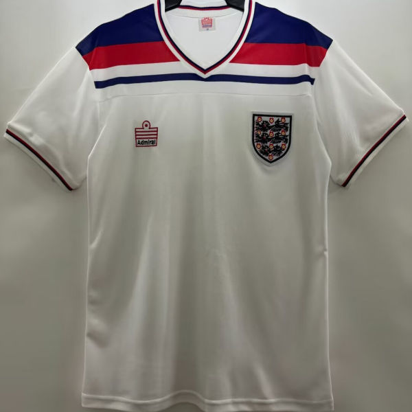 1982 England Home White Retro Soccer Jersey