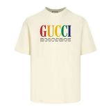 2024 GC 1:1 High Quality Double Colorful Letter Logo Printed Apricot T-Shirt
