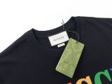 2024 GC 1:1 High Quality Double Colorful Letter Logo Printed Black T-Shirt