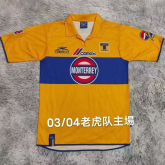 2003/04 Tigres Home Yellow Retro Soccer Jersey