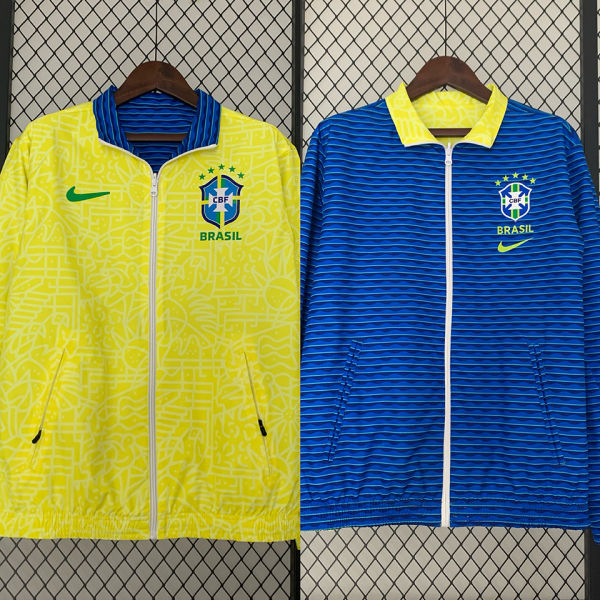 2024/25 Brazil Yellow And Blue Reversible Windbreaker 双面