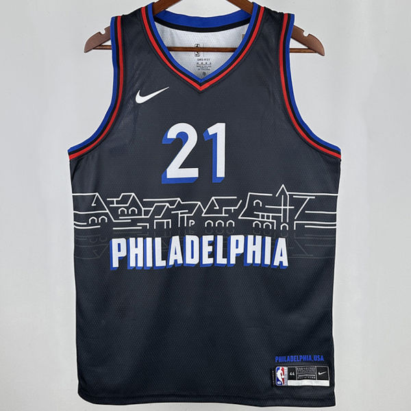 2021 76ers EMBIID #21 Sapphire Blue City Edition NBA Jerseys 热压