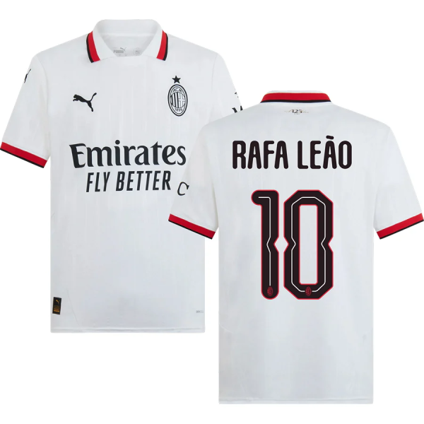 RAFA LEãO #10 AC Milan Away White Fans Soccer Jersey 2024/25 UCL Font 欧冠字体 ★★