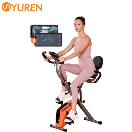 YUREN X-Bike Ultra-Quiet Folding Exercise Bike, Magnetic Upright Bicycle With Heart Rate, LCD Monitor And Easy To Assemble