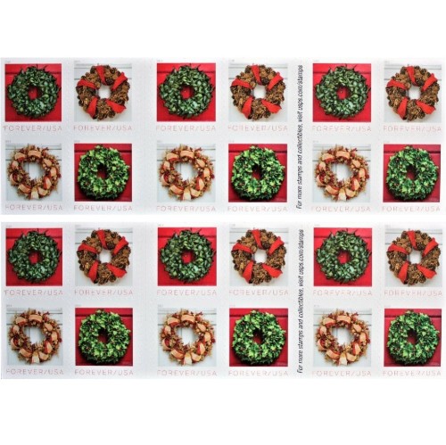 Holiday Wreaths 2019 - 5 Booklets / 100 Pcs