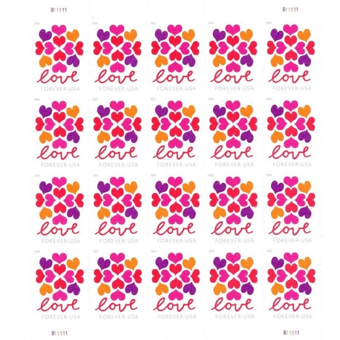 Hearts Blossom Love 2019 - 5 Sheets / 100 Pcs