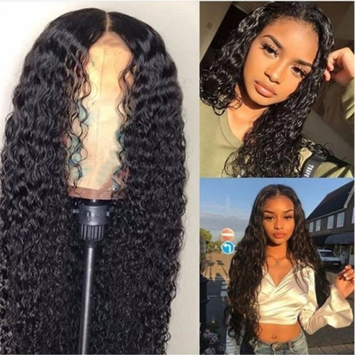 Foreign trade cross-border European and American black medium-parted long curly African afro wig chemical fiber high temperature silk headgear AliExpress