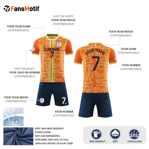 【 Player version jersey material 】Orange football jersey custom DIY custom training clothing custom shipped worldwide