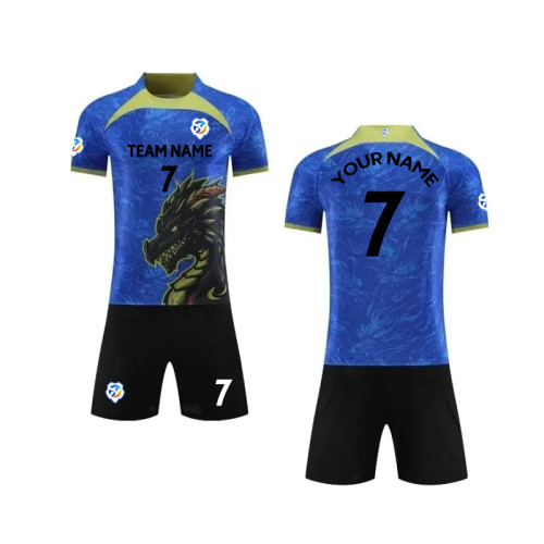 【 Player version jersey material 】 Dark blue custom football team uniform training uniform short-sleeved sportswear competition uniform