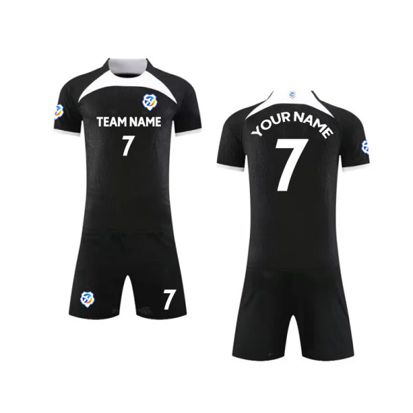 【 Player version jersey material 】Black and white football jerseys for men and women training short-sleeved New Jersey customization