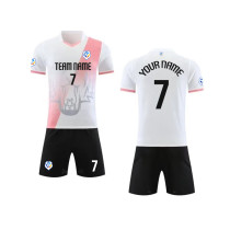 【 Player version jersey material 】 Pink and white football jersey set customized quick-drying adult men, women and children's game training clothing