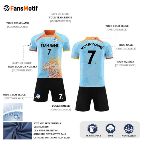 【 Player version jersey material 】Blue sportswear custom football uniform custom high-quality jersey customization