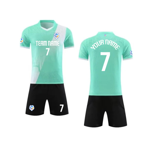 【 Player version jersey material 】Green football jersey set full-body customized quick-drying adult men, women and children's game training clothing