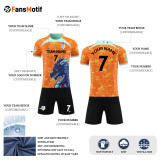 【 Player version jersey material 】 Orange customized football team uniforms training uniforms short-sleeved sportswear match wear