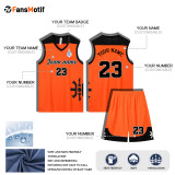 [Senior basketball jersey customization] Orange basketball suit set male and female college students game jersey sports DIY sportswear