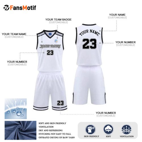 【 Advanced basketball Jersey customization 】 White high-quality basketball jersey customization breathable quick drying light body customization