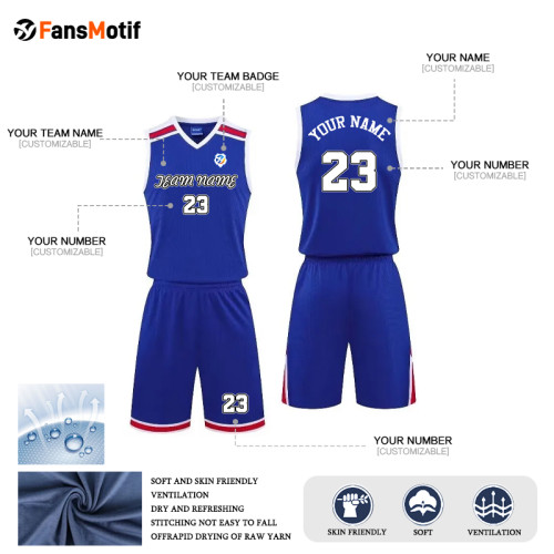 【 Advanced basketball Jersey customization 】 Blue high-quality basketball jersey customization breathable quick drying light body customization