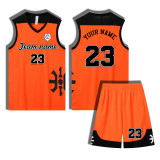 [Senior basketball jersey customization] Orange basketball suit set male and female college students game jersey sports DIY sportswear