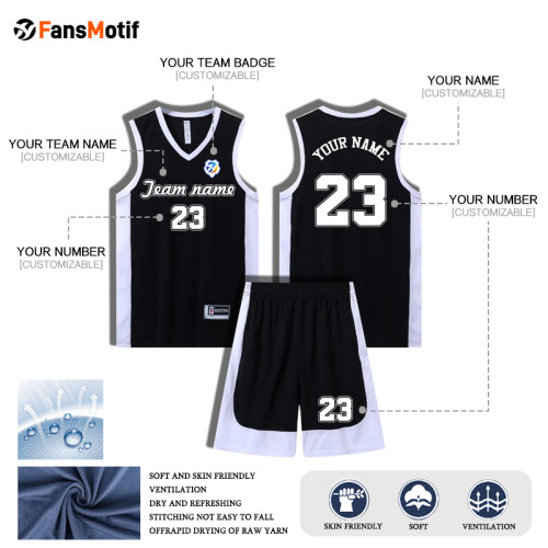 [Senior basketball jersey customization] Black basketball suit customized clothing competition team uniform global distribution