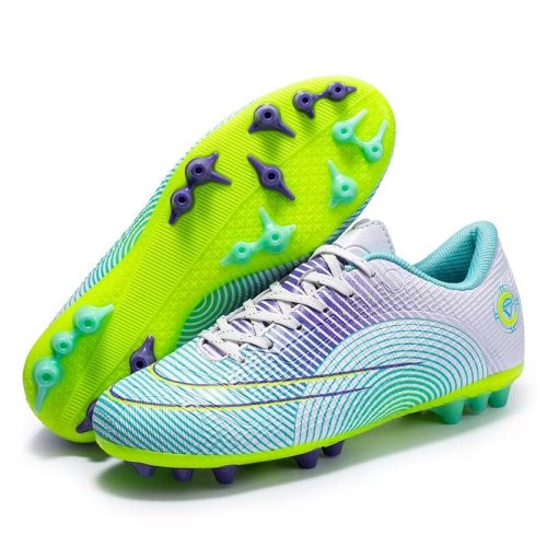 [Advanced football shoes] Purple-green spikes Football shoes sports shoes non-slip breathable shoes global distribution