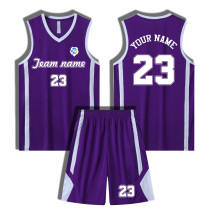 [Senior basketball jersey customization] Purple training basketball clothing custom sports pants breathable clothing global distribution