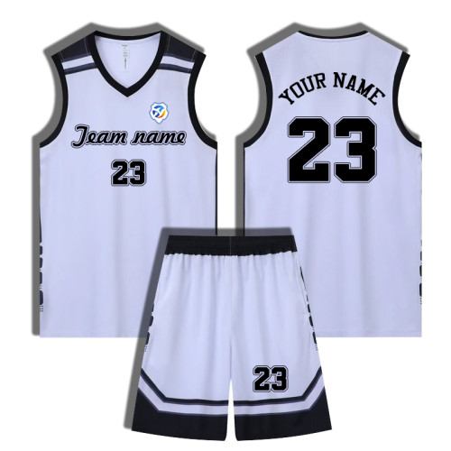 [Senior basketball jersey customization] White American basketball clothing custom sports training quick-drying jersey breathable summer jersey