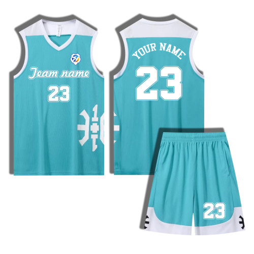 【 Senior basketball jersey customization 】 Blue basketball suit set male and female college students game jersey sports DIY sportswear