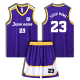 [Senior basketball jersey customization] Purple American basketball jersey set custom summer quick-drying training clothing breathable jersey