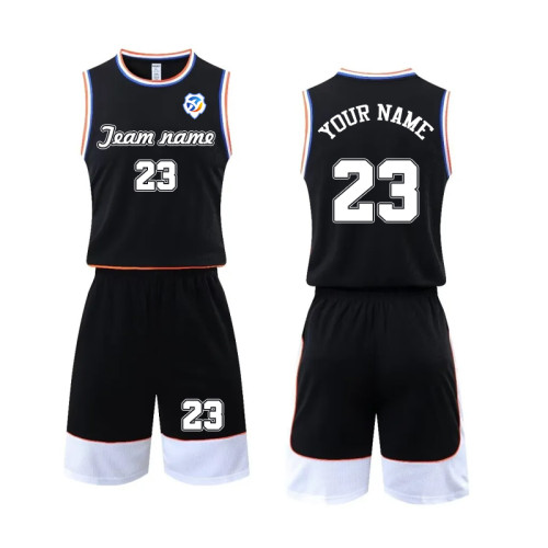 [Senior basketball jersey customization] Black basketball suit customized game uniform customized college game jersey