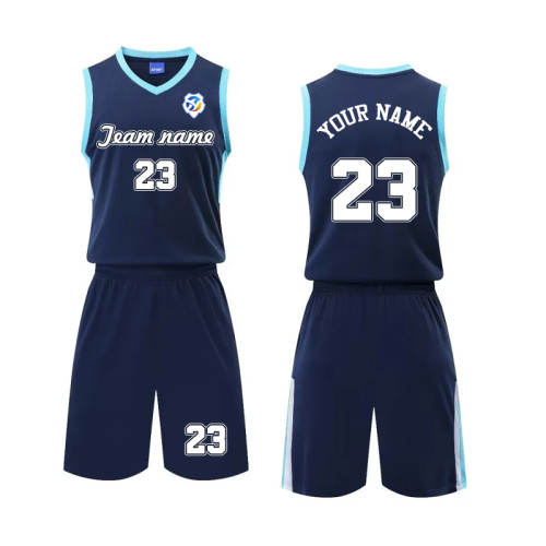 [Senior basketball jersey customization] Dark blue American basketball custom print number and font game clothing custom clothing