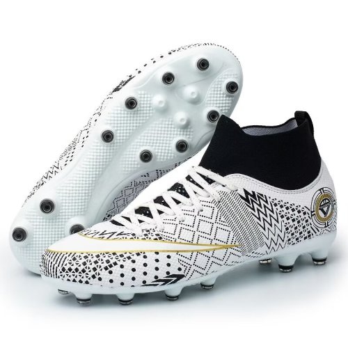 [Senior football shoes] White spike Football shoes match shoes Sports shoes Wear shoes non-slip training shoes