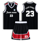 [Senior basketball jersey customization] Black American basketball jersey set custom summer quick-drying training clothing breathable jersey