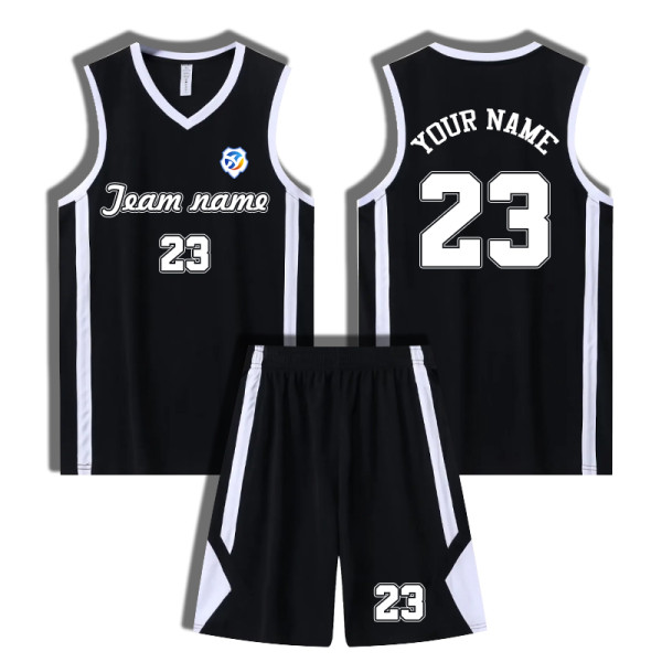 [Senior basketball jersey customization] Black training basketball clothing custom sports pants breathable clothing global distribution