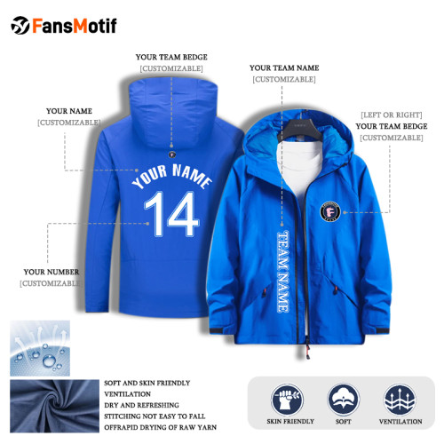 【High Quality Windbreaker】Royal blue Falling Shoulder Version Black zipper Waterproof single layer windbreaker Resist the cold wind